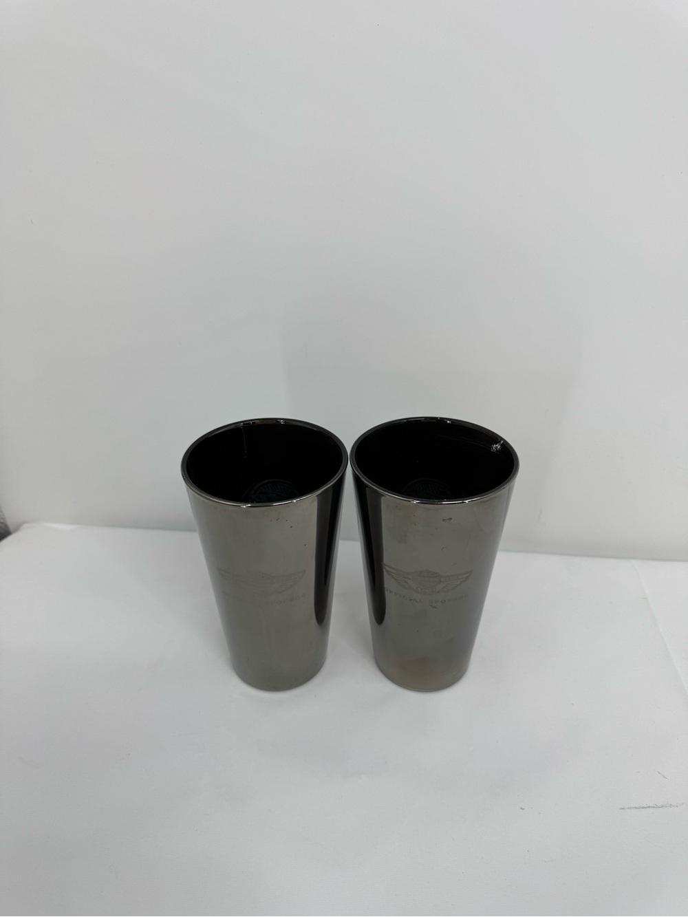 Miller Lite Harley Davidson 2 Mirrored Finish Glass Several Splotches In Finish